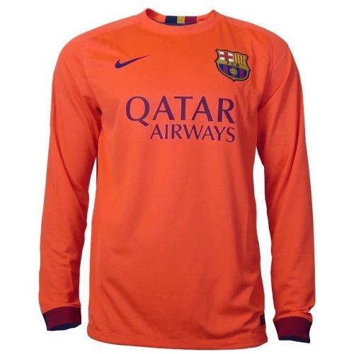 Футбольная футболка для детей Barcelona Гостевая 2014 2015 лонгслив (рост 116 см)