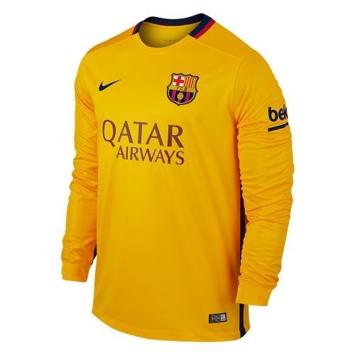 Футбольная футболка для детей Barcelona Гостевая 2015 2016 лонгслив (рост 100 см)