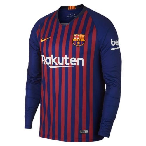 Футбольная футболка для детей Barcelona Домашняя 2018 2019 лонгслив (рост 140 см)