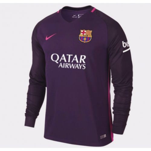 Футбольная футболка для детей Barcelona Гостевая 2016 2017 лонгслив (рост 116 см)