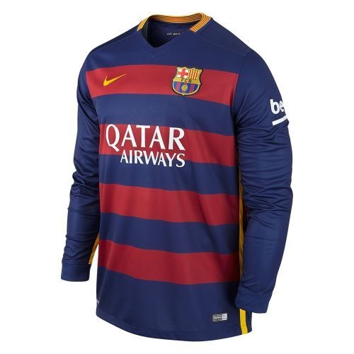 Футбольная футболка для детей Barcelona Домашняя 2015 2016 лонгслив (рост 164 см)